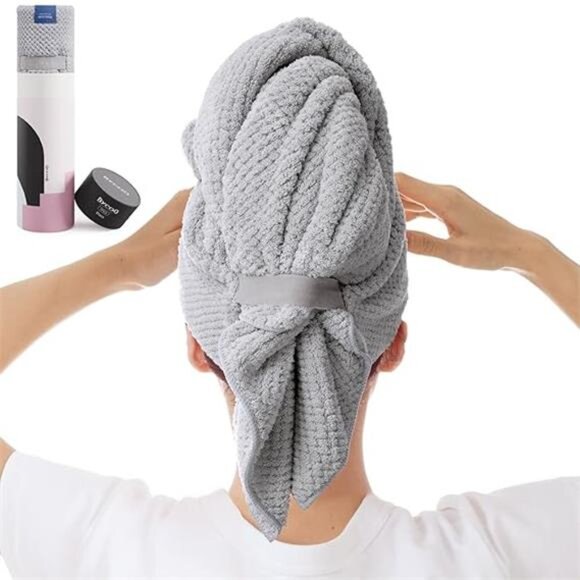 Large Microfiber Hair Towel Wrap for Women, Anti Frizz Hair Drying Towel - Picture 7 of 7